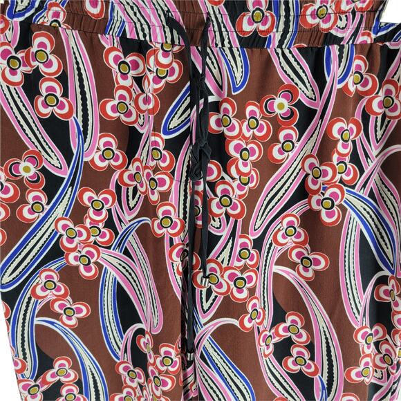 Trina Turk Berta Silk Floral Pants Cover Up Red Drawstring Size S - Picture 4 of 6